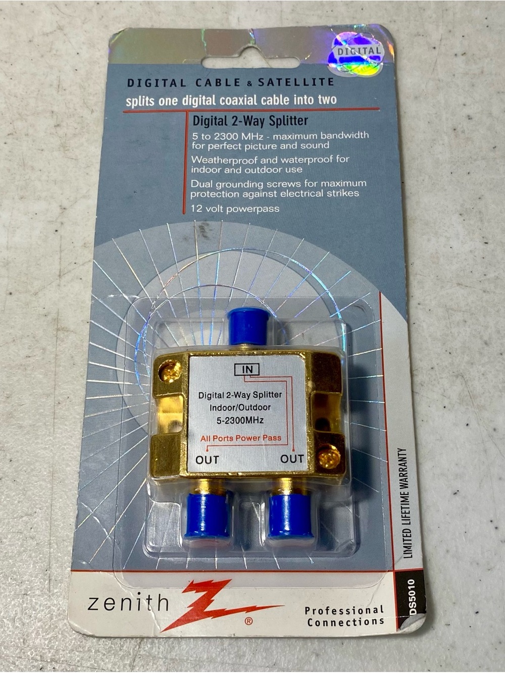 Coaxial Cable Splitter Cable TV/Satellite Coax Analog/Digital Signal 2-way - NEW
